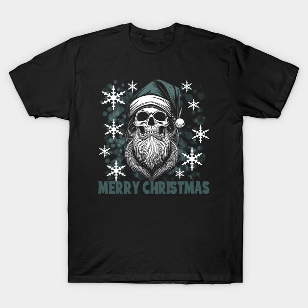 Santa Skull Collection 4 Green T-Shirt by DNT Designs